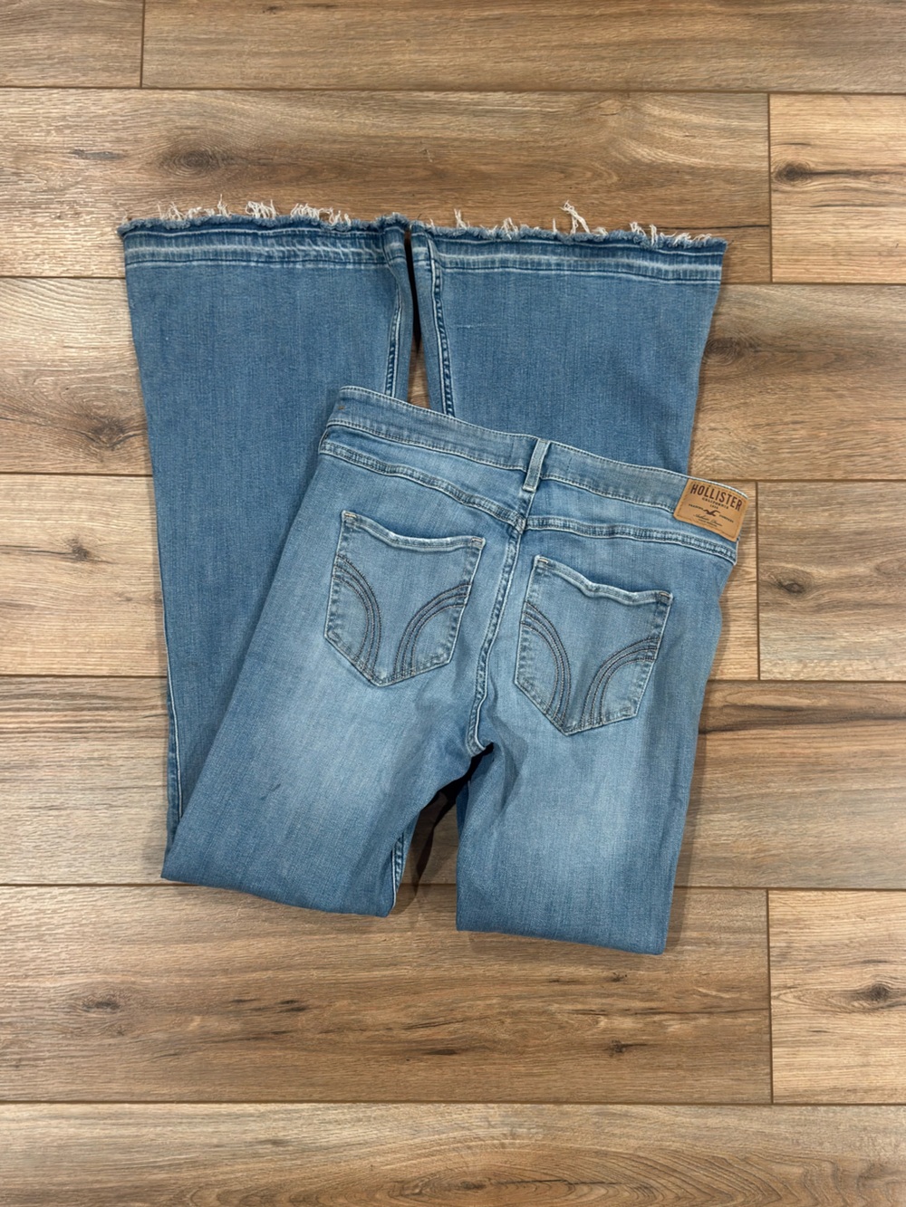 HOLLISTER Vintage 2000s Y2k Boho Floral Mid-rise Raw Hem Flare Jeans | Size 30